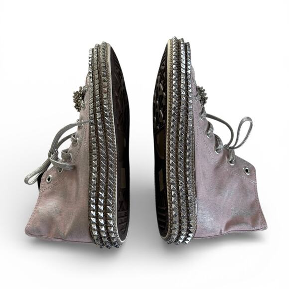 NAN-KU Couture Cruise Mellow Mauve Hi-Top Studded Embellished Sneakers sz 39 NEW - Picture 4 of 9